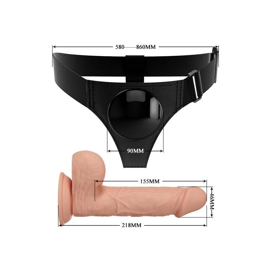PRETTY LOVE - HARNESS-HOSE UNIVERSAL-HARNESS MIT DILDO JERRY 21.8 CM NATUR
